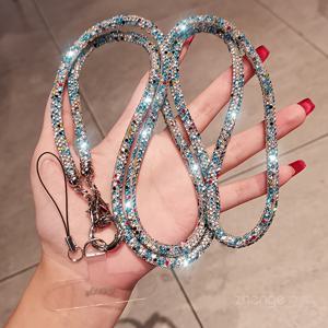 TEMU 반짝이는 라인스톤 크로스바디 폰 랜야드, 여성용 장식 고급스러운 야외 숄더 스트랩 케이스용