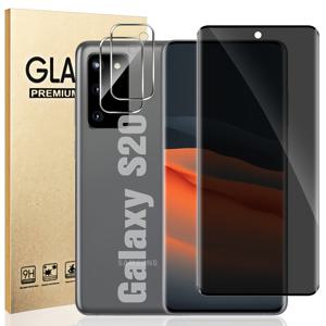 TEMU 갤럭시 S20 5G 사생활 보호 스크린 프로텍터 및 카메라 렌즈 보호 1+2팩, 사생활 보호 강화 유리, 3D 풀 커버리지, 지문 잠금 해제, 버블 없음, 삼성 갤럭시 S20 6.2인치용