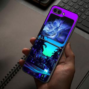 TEMU 네온 시티 폰 케이스 - 삼성 갤럭시 ZFLIP7, Z Flip 3/4, ZFlip 5G, Z Flip 5/6, Z Flip 7, 6, 5, 4, 3 호환 하드 백 커버