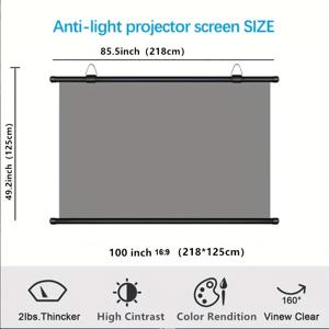 TEMU 100인치 벽걸이형 프로젝션 스크린 - 접이식 16:9 프로젝션 스크린, 밝기 차단 4K 고화질 프로젝션 패브릭, 고화질 실내 및 실외 영화 및 회의 디스플레이에 적합
