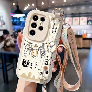 TEMU 휴대폰 케이스 - 패셔너블한 만화 스타일 동물 고양이 폰 케이스, 삼성 갤럭시 S25/S25 플러스/S25 울트라, 갤럭시 F62/F41/F42 5G/F04 4G/F23/F22에 적합, 스트랩이 있는 조절 가능한 넥 스트랩, 풀 실리콘 충격 방지 보호 커버 특징