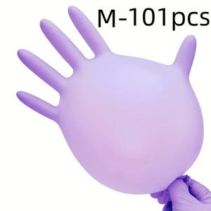 TEMU 101개 보라색 일회용 니트릴 장갑, 가정 청소, 애완 동물 목욕, 염색에 적합 - 필수 가정용 청소 용품, 파우더 프리 디자인, 가정 및 주방 사용에 이상적