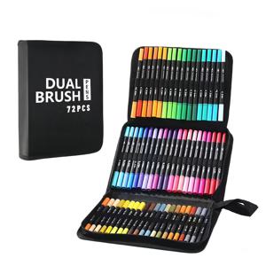 TEMU 72색 듀얼 팁 브러쉬 마커 펜 아트 마커 세트, 성인 컬러링북, 크리스마스 카드 페인팅, 메모, 스크랩북, 캘리그라피, 저널링, 전문가용 아트 작업을 위한 가는 라인 및 브러쉬 팁 컬러 펜