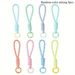 TEMU [파스텔 그라데이션 폰 랜야드] 8개 세트 파스텔 그라데이션 컬러 블록 브레이드 폰 랜야드 키체인 | 분리형 분실 방지 끈, 키, 폰 케이스 장식용, 내구성 있는 직조 디자인, 핸드메이드 느낌, 폰 체인 스트랩, 키체인 액세서리, 생동감 있는 액세서리, 튼튼한 클립