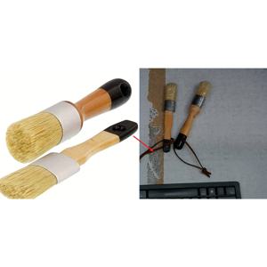 TEMU 랜야드 포함 천연 강모 초크 페인트 브러시 2개 - Annie Sloan, 컨트리 스타일 페인트, 라텍스 페인트, 왁스 페인트, 가구 복원, 공예에 적합 - 털 빠짐 없음, 미끄럼 방지 청록색 캡, 내구성 있는 나무 손잡이, DIY 가구 장식, 부드러운 도포, 견고한 그립, 빈티지 스타일 도구, 홈 데코 및 공예 애호가에게 이상적