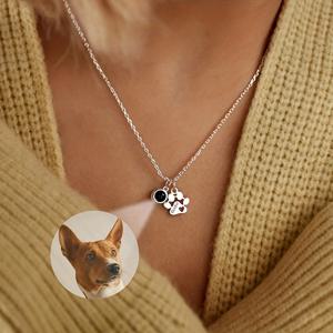 TEMU 맞춤형 사진 목걸이 스테인리스 스틸 개인화 반려동물 발자국 이름 하트 프로젝션 목걸이 추모 주얼리 패셔너블하고 심플한 디자인 기념일, 생일 선물 , 반려동물 애호가 선물 어머니날 크리스마스 가족 선물
