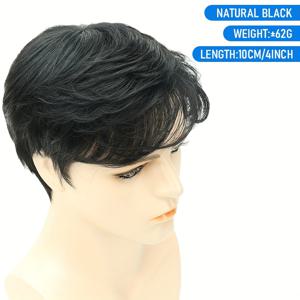 TEMU 남성용 숏헤어 스타일리시하고 자연스러운 룩, 이마에 잘 어울리는 심리스 리얼 헤어 가발