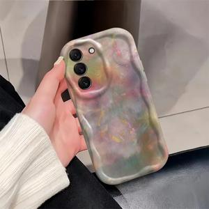 TEMU 폰 케이스: 컬러풀 추상 미술 그림 디자인 미적 독특한 솔리드 화이트 컬리 웨이브 프레임 폰 케이스 갤럭시 S22/S22+/S22 Ultra/S23/S23+/S23 FE/S23 Ultra/S24/S24 Plus/S24 Ultra/A35/A05s/A15/A53/A54/A05/A51/A55/A56/A71/A72/A73/A33/A32/A14용