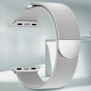 TEMU 패션 업그레이드 신형 메쉬 스테인리스 스틸 시계 밴드, Apple Watch 스트랩 38mm 40mm 41mm 42mm 44mm 45mm 46mm 49mm 호환, iWatch Ultra/시리즈 2/시리즈 11/10/9/8/SE/7/6/5/4/3/2/1용, 남녀공용 스테인리스 스틸 밀라네즈 마그네틱 루프 밴드, iWatch 업그레이드