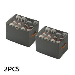 TEMU 2개 접이식 옥스포드 천 신발 정리함 (뚜껑 포함) - 신발, 옷 보관용 방진 수납 상자 - 다용도 가정 정리 솔루션, 직사각형 모양, 플립형 잠금, 튼튼한 원단, 신발 수납 정리함, 신발박스, 신발케이스, 신발수납, 접이식 신발정리함