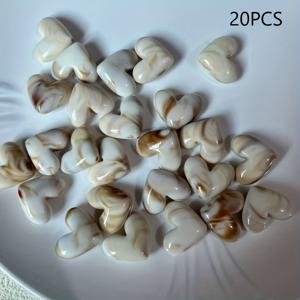 TEMU DIY 주얼리 제작용 밀크 커피 색상 16*20mm 하트 모양 구슬 20개, 창의적인 하트, 수공예품, 휴대폰 고리 디자인 장식용 구슬 및 구슬 모음