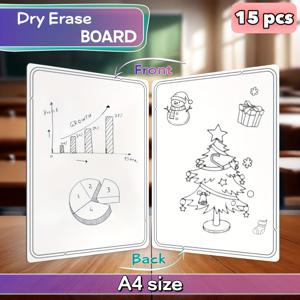 TEMU 15개 A4 양면 소형 화이트보드, 교육용 필기 학습 데스크탑 메시지 보드 및 드로잉 보드, 교실 교구용 화이트보드, 학교 용품, 미니 화이트보드