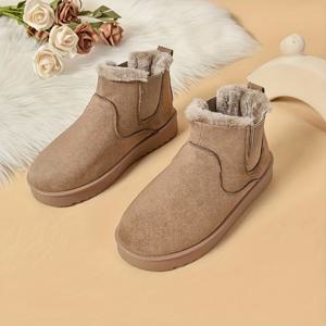 TEMU 2025년 신상 여성 겨울 앵클 부츠, 두꺼운 보온감, 미끄럼 방지 밑창, 눈이 오는 날씨에 적합, 여성 신발