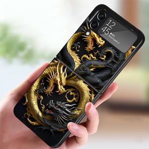 TEMU 휴대폰 케이스 - 골든 아트 더블 드래곤 케이스, 삼성 갤럭시 Z Flip6, Z Flip5, Z Flip4, Z Flip7 FE 및 Z Flip 모델 7, 6, 5, 4, 3, Z Flip3 폰 뒷면 커버 포함, 호환