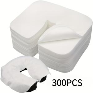 TEMU 300개 SMS 일회용 요람 커버, 매우 부드러운 마사지 U자형 구멍 페이스 타월, 고급스러운 끈적임 없는 마사지 페이스 마스크, 마사지 ベ드 및 마사지 의자용 머리 받침대 커버