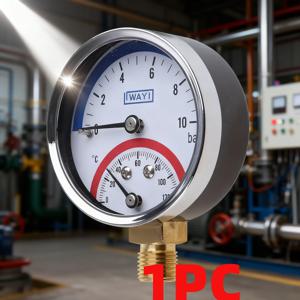 TEMU 1개 - 2-in-1 압력계 온도계, 10Bar 온도 압력 게이지