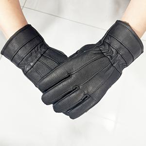 TEMU 남성용 정품 가죽 장갑, 두꺼운 안감으로 겨울철 따뜻함 제공, 사이클링, 운전, 모터사이클에 적합, 방풍 및 방한 기능, 풀 핑거 디자인
