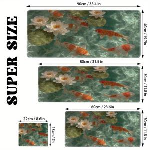 TEMU 1개 코이 피쉬 & 물 백합 게이밍 마우스 패드 - 젠 디자인 데스크 매트, 미끄럼 방지 고무 베이스, 오피스 & 게이밍용 엑스트라 롱 컴퓨터 패드, 책상 호환