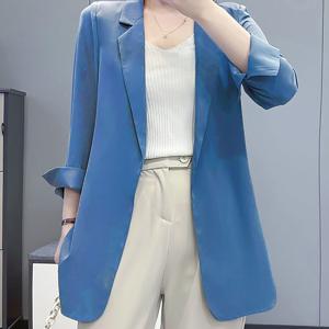 TEMU 여성용 봄여름 7부 소매 시폰 얇은 정장 데일리 캐주얼 루즈핏 심플 정장 자켓 코트 패션 통근 캐주얼 코트