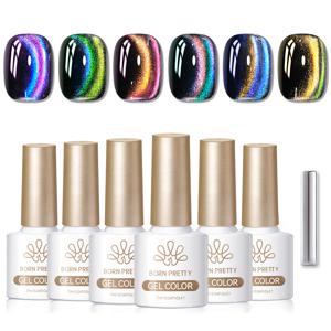 TEMU 캣아이 광선 치료 젤 세트 투명한 빛나는 그라데이션 네일 젤 6색 조합 고자석 빛나는 네일