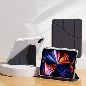 TEMU 아이패드 에어 13 2025 M3/2024 M2/프로 12.9 (18/20/21/22)용 Y-폴드 투명 아크릴 케이스, 자유로운 호버링을 위한 접이식 구조, 고투명 소재로 베어 머신 텍스처 복원, 투명하고 노란변색 방지, 유연한 접이식, 전 세계 500개 축제 선물용