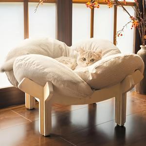 TEMU 쿠션 포함 높이 조절형 나무 고양이 침대, 푹신한 반려동물 소파, 실내용 높은 고양이 라운지 의자, 소형견 및 고양이용, 가구, 최대 사이즈, 4세트 - 4개