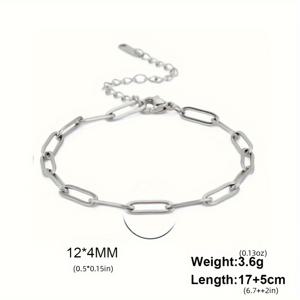 TEMU 1개 남성용 간편 롱 타원형 용접 팔찌, 종이 클립 디자인 팔찌, 스테인리스 스틸, 시크한 커플 팔찌, 패션 힙합 손목 밴드, 커플 주얼리 선물, 커플 추가 아이템