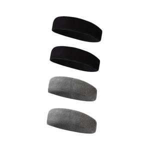 TEMU 유럽 및 미국 스타일 아웃도어 스포츠 땀 흡수 타월 헤어밴드 4개, 남성 패션 피트니스 요가 헤어밴드