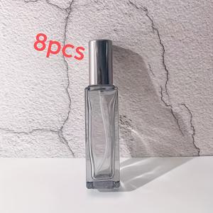 TEMU 5ML - 10ML - 20ML 사각 회색 스크류 캡 빈 향수병 8개입. 메이크업 워터 배포용으로 재사용 가능하며, 거실, 침실, 화장대 장식품으로 사용됩니다.