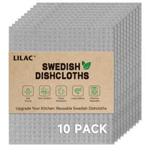 TEMU 주방용 스웨덴식 행주 3개입/10개입 팩 - 재사용 가능한 세척 가능한 종이 타월 - 모든 표면에 적합한 설거지 행주, 그레이