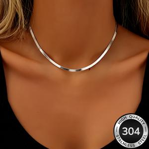 TEMU 고품질 스테인리스 스틸 골든 블레이드 스네이크 본 목걸이, 변색 방지, 심플하고 우아한 패션 여성 쇄골 목걸이, 데일리웨어 또는 파티에 적합한 주얼리 액세서리, 여성을 위한 정교한 선물
