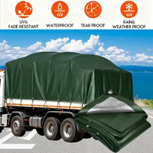 TEMU 10 Mil 고강도 방수 녹색 타포린 | 강화된 아일렛, 서리 방지 양면 처리 | UV 저항성 대형 야외 커버 | 캠핑, 수영장, 차량 및 야외 보관에 적합 | 내구성 있는 전천후 타프, 다양한 크기 제공
