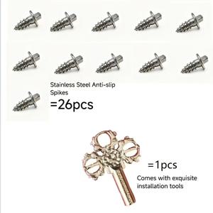 TEMU Model Cc0026 미끄럼 방지 스터드, 플라이 피싱 부츠, 등산 구조 부츠 및 승마 부츠용. 더 나은 그립을 위해 밑창이 강화되어 있으며 타이어에도 사용할 수 있습니다. 각 상자에는 26개가 들어 있습니다.