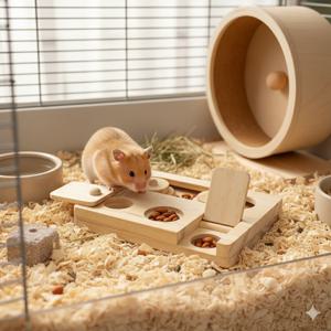 TEMU 새로운 나무 소형 애완 동물 인터랙티브 포징 장난감 (간식 숨겨진 구멍 포함), 지루함 완화, 햄스터, 토끼, 땅다람쥐에게 적합, 소형 애완 동물 케이지에 완벽, 배터리 없음