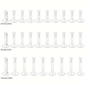TEMU 30/36개 6/8/10mm 바 길이 투명 푸시탑 피어싱 리테이너 Bioflex 입술 링 래브렛 리테이너 남녀공용