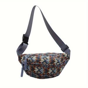 TEMU 여성용 가벼운 조절 가능한 벨트 백 - 지퍼 클로저 캐주얼 체크무늬 허리백, 내구성 있는 크로스바디 힙팩 (카키/커피/블루)