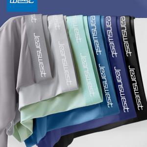 TEMU JEANSWEST 브랜드 + 20% 가격 합의 혜택 JEANSWEST 아이스 실키 섬유 원단 남성용 속옷 6개 세트, D자형 허리밴드, 패셔너블한 클래식 단색 남성용 복서 브리프, 일상복, 여행, 하이킹용