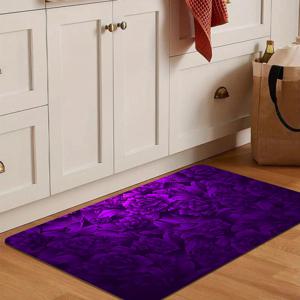 TEMU 1.1cm 두께의 보라색 꽃무늬 프린트가 특징인 1개 두꺼운 주방 매트입니다. 주방, 거실, 복도, 발코니 및 홈 데코에 적합합니다.