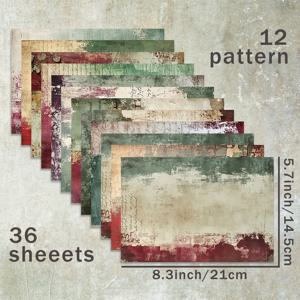TEMU A5 용지 36장(레트로 아트 피그먼트 벽지 배경) 스크랩북 종이, 불릿 다이어리 쓰레기 잡지 인사말 카드 배경 사진 앨범 및 공예에 적합