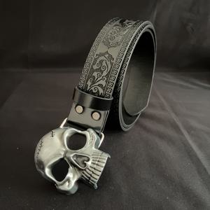 TEMU 남성용 고딕 PU 가죽 벨트 - 스컬 버클 Y2K 엣지 디자인, 코스튬 파티, 데일리 웨어, 페스티벌 이벤트용 - 남성 액세서리 (세탁기 사용 불가)