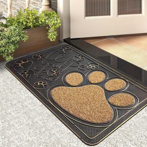 TEMU 고양이 발바닥 패턴의 흡수력 좋은 실내외용 미끄럼방지 통합 도어매트, 세탁 가능