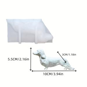 TEMU DIY 아로마테라피 캔들, 비누 및 홈 데코용 3D 닥스훈트 소시지 개 실리콘 몰드 - 세부적인 긴털 짧은 다리 개 디자인, 시멘트, 레진 및 석고 공예에 완벽함
