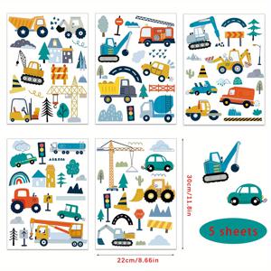 TEMU 대형 트럭, 트랙터, 굴삭기 등 건설 차량이 특징인 주의 스티커 5개 세트. 놀이방, 교실 또는 침실 장식에 적합합니다. 홈 데코 또는 생일 선물로 이상적입니다.