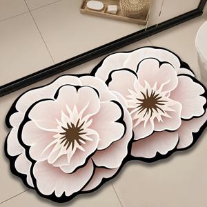 TEMU 미끄럼 방지 동백꽃 규조토 - 욕조 샤워실 바닥용 초강력 흡수성 속건성 샤워 카펫, 부드러운 규조토 진흙 바닥 매트, 간편 세척 모던 욕실