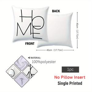 TEMU 1개 현대적 블랙 & 화이트 HOME 텍스트 프린트 베개 커버 17.71x17.71인치 (45x45cm) - 지퍼 클로저, 세탁기 사용 가능 소파용 장식 쿠션 커버, 거실 및 침실 장식, 거실용 베개 커버, 침실 액세서리, 대담한 텍스트 디자인, 쉬운 관리 원단