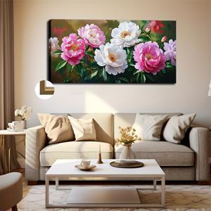 TEMU 대형 액자, 우아한 스타일의 창의적인 캔버스 아트 그림, 50X100cm (20X40인치), 풍부한 색감의 모란 꽃, 집, 사무실, 학교, 카페, 박물관, 결혼식 등 다양한 장소에 적합한 아름다운 장식품