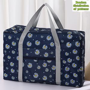 TEMU 여행용 보관백, 대용량 접이식 의류 가방 - 핫에어 풍선, 별, 데이지 패턴이 있는 휴대용 의류 여행 보관백, 간편 보관, 여행 및 이사 필수품을 위한 여행 토트백