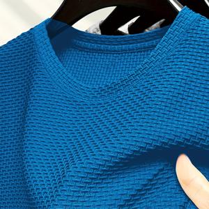 TEMU 남성 여름 캐주얼 단색 자카드 반팔 티셔츠 - 흡습성 및 통기성 좋은 원단으로 제작되었으며, 야외 활동, 낚시, 캠핑 및 일상복으로 적합하며 루즈핏 디자인 | 편안한 의류