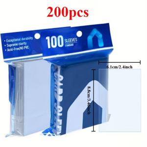 TEMU 200개입 다양한 사이즈 고품질 블루라이트 카드 슬리브. 게임 카드, 트레이딩 카드, 콜렉터블 카드, 애니메이션 카드, 아이돌 사진, 명함 보관에 적합한 초슬림 투명 보호 케이스