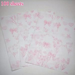TEMU 30/100매, 핑크 리본 하트 플로럴 패턴 티슈 페이퍼, 20x14인치, 선물 포장, 의류 습기 보호, 와인 포장, 선물 상자 충전, 깨지기 쉬운 물품 보호, 휴일 및 파티 장식 선물, 발렌타인데이 선물, 크리스마스 선물에 적합